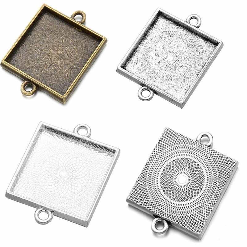 Bezels Set Pendant - Onebeading-Cabochons carrés 25x25mm, 5 pièces, cadre,