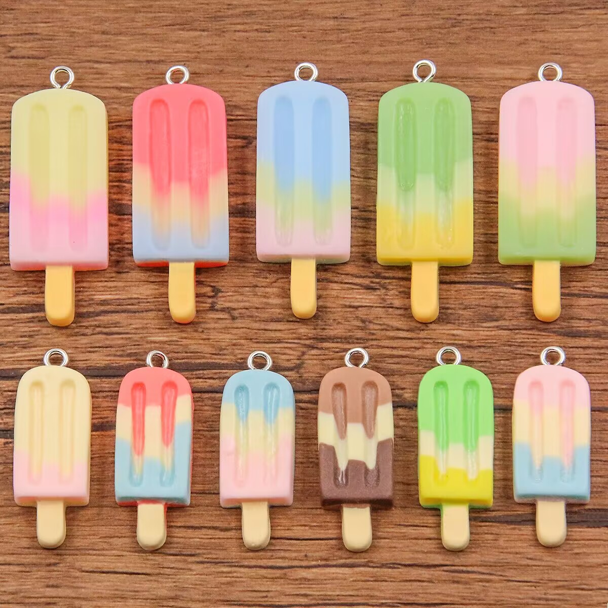 Resin Crafts Diy - 6 Breloques en résine dégradées en