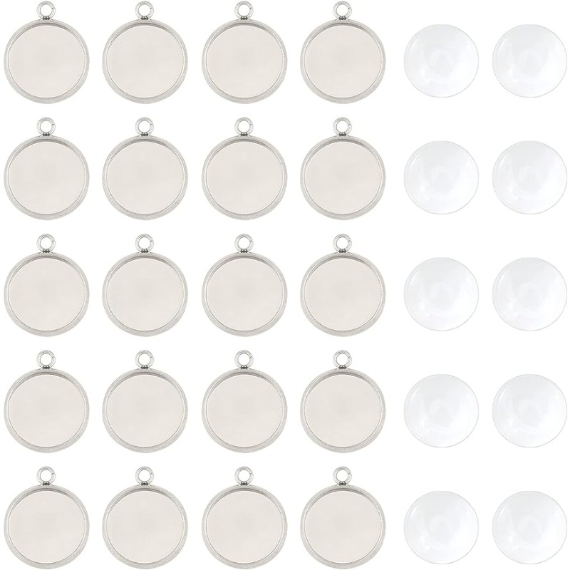 Bezels Set Pendant - Ensemble de Bijoux avec Pendentif Cabochon