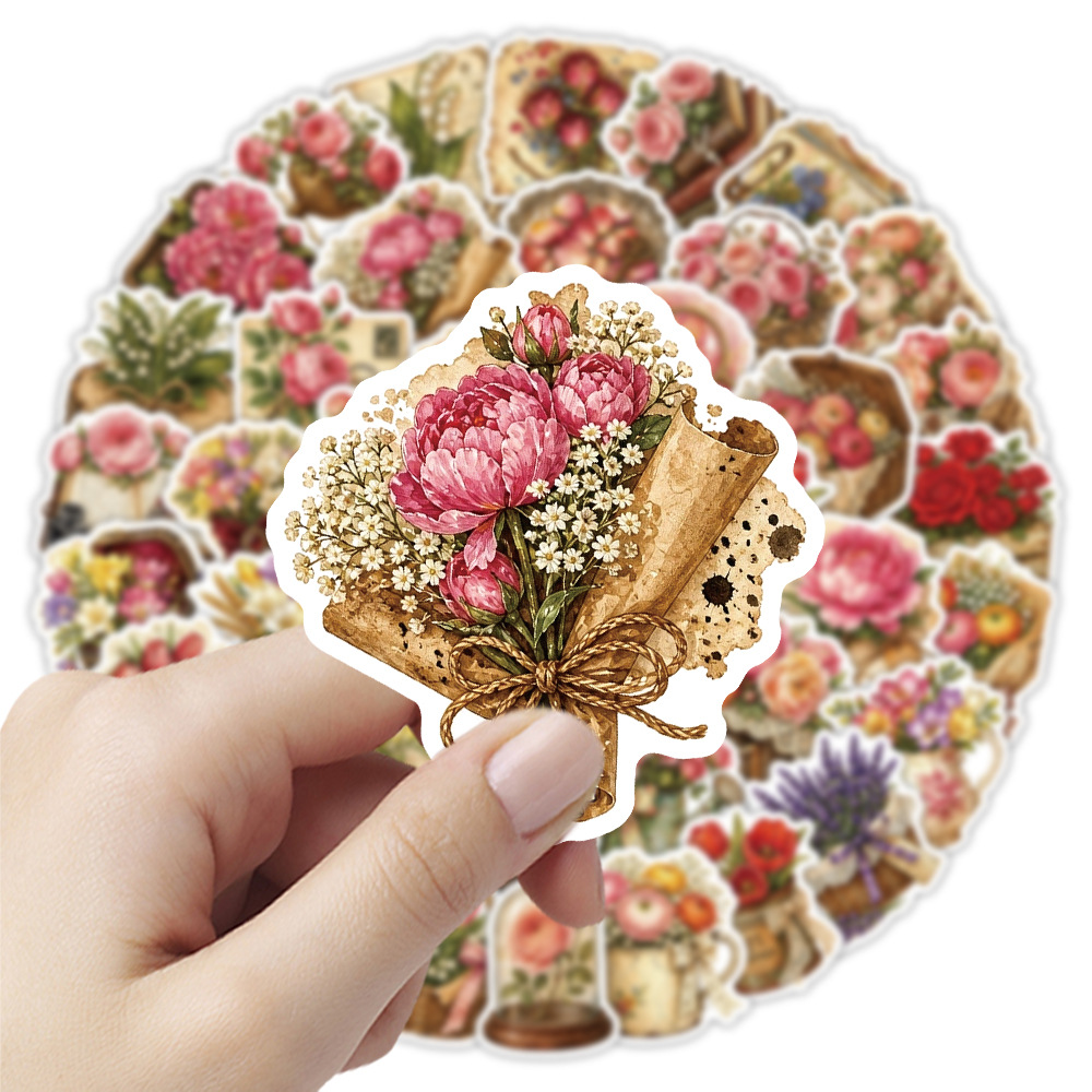 50 autocollants floraux vintag - Dried Flower Bulk avis et prix
